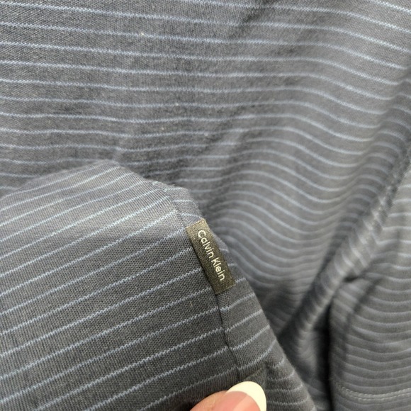 Calvin Klein Men's L Blue Striped Short Sleeve Polo Shirt Golf Casual - Picture 4 of 8